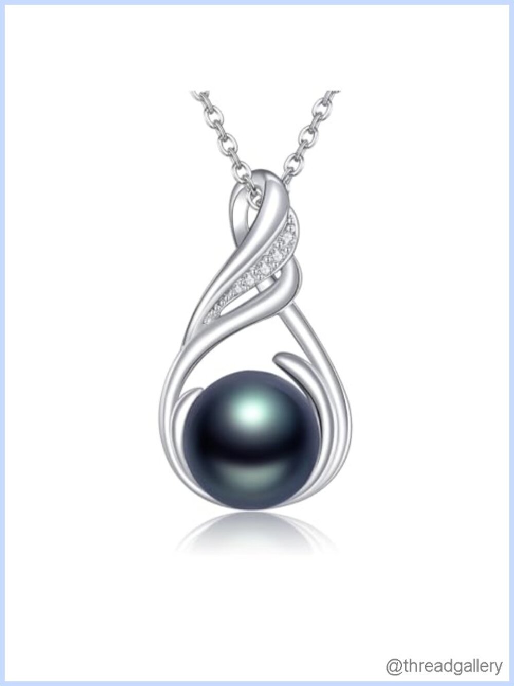 925 Sterling Silver Black Pearl Phoenix Pendant Necklace for Women